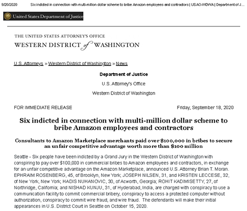 Justice Dept catches Amazon red-handed